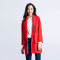 女装冬季韩版纯色翻领徽章装饰一粒扣中长款大衣外套 S 红色