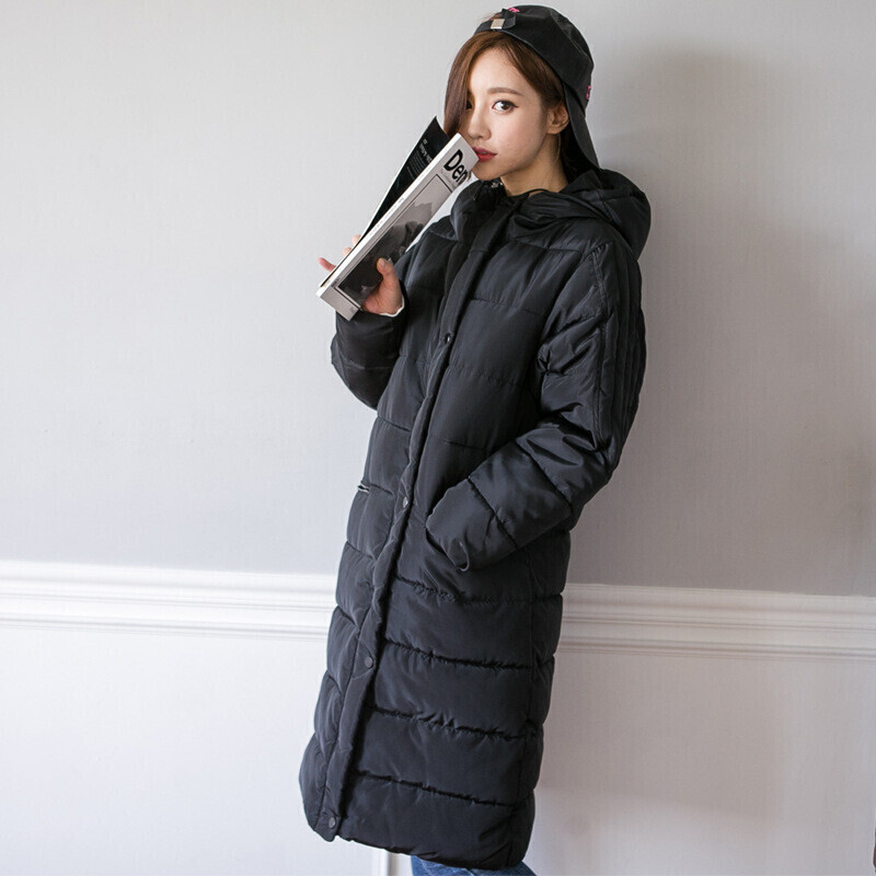 秋冬季新款羽绒服棉服女装长款修身女式羽绒外套黑r xxl 默认颜色高清