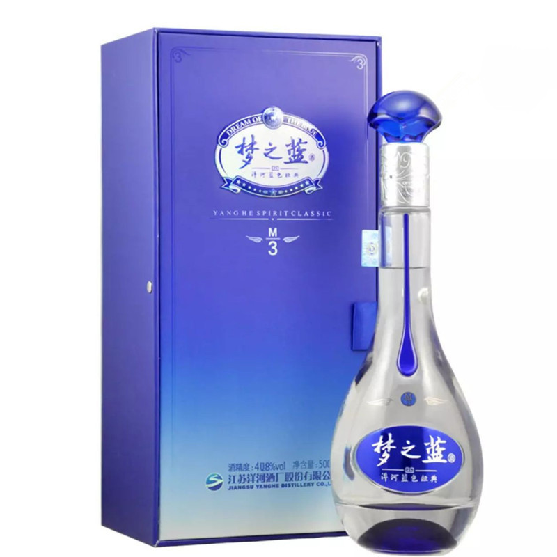 洋河蓝色经典梦之蓝M3 40.8度500ml单瓶装 口感绵柔 浓香型白酒