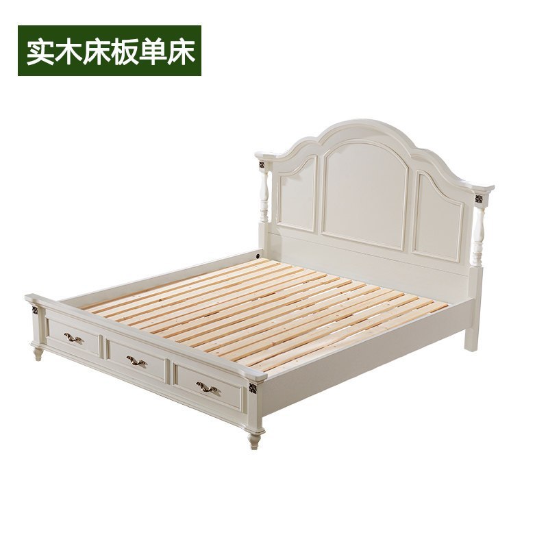 莱柯檑 床 美式板式双人床田园1.2/1.5/1.8m大床婚床主卧家具实木框架床 1.2米单床【实木排骨架】