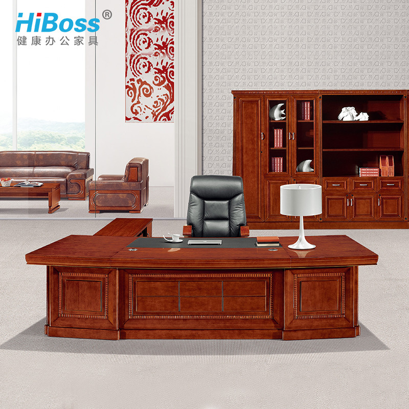 HiBoss办公家具大班台老板桌经理办公桌简约油漆班台实木皮