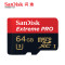 闪迪(SanDisk)TF卡64G A2 4K高清200M 手机内存卡 运动相机无人机行车记录仪存储卡64G