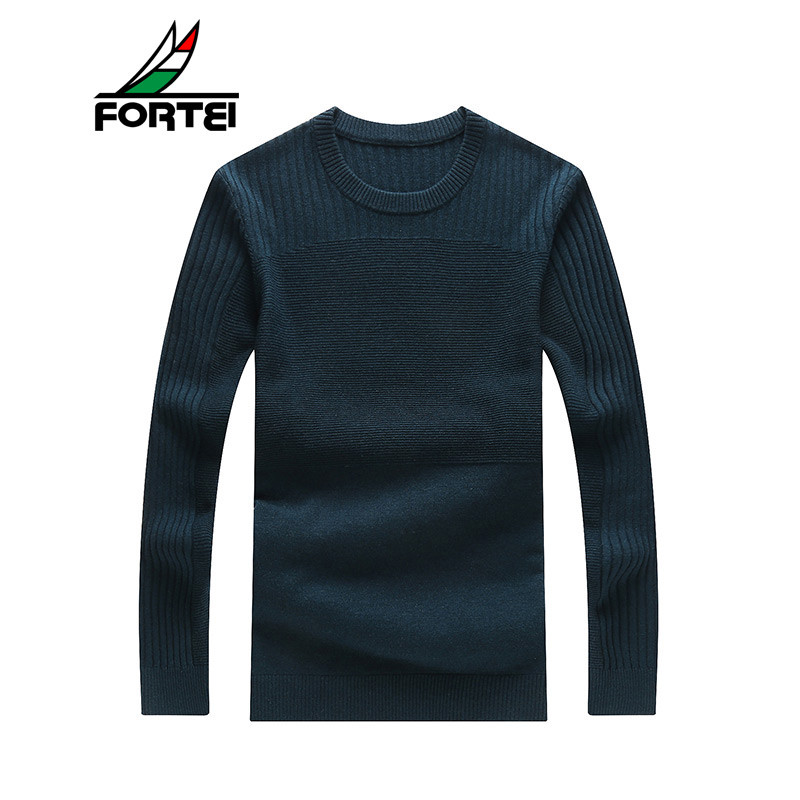FORTEI富铤 羊毛衫男士新款圆领100%羊毛纯色毛衫潮 墨兰色 185/XXL