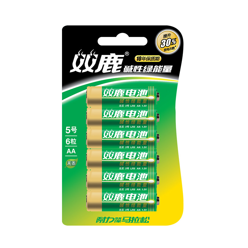 双鹿 碱性绿能量5号 电池 LR6L 6节/卡 （卡）