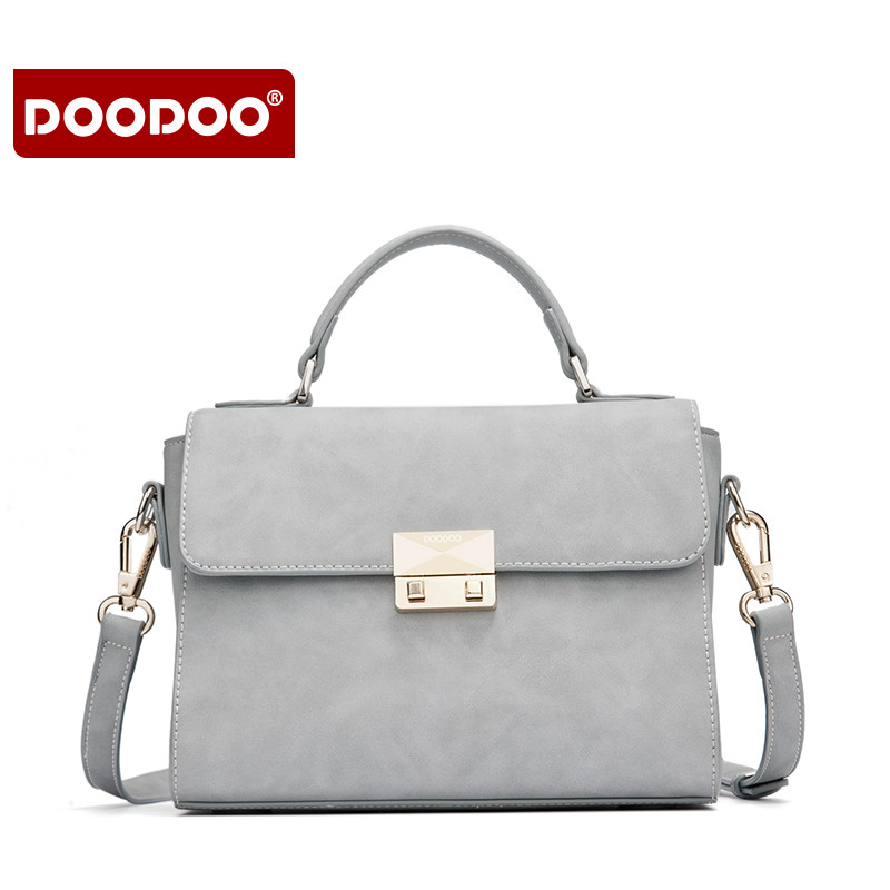 doodoo冬季包包女2017新款潮百搭斜跨单肩包女韩版时尚小方包女包 蓝灰色