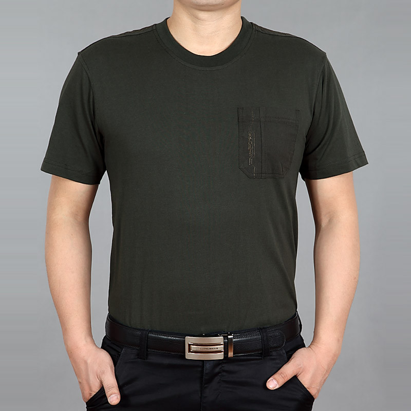 热卖夏季中年短袖T恤男装圆领纯棉大码宽松中