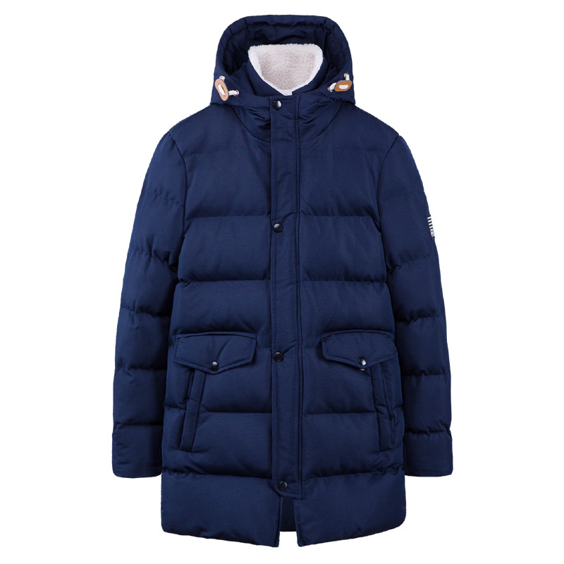 冬季新款男士棉衣青少年连帽棉服外套保暖上衣 蓝色 3XL