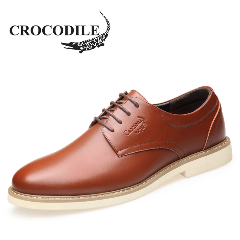 鳄鱼恤 CROCODILE 男士休闲鞋英伦男鞋时尚休闲皮鞋舒适板鞋WFX00372090 棕色 41码