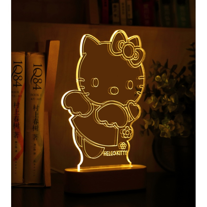 3D礼品LED小夜灯喂奶毕业季创意结婚台灯生日礼物情人教师节定制天中云宫-礼盒包装按钮开关 天使KT-礼盒包装
