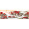 现代新中式装饰画木刻漆画实木家具搭配画实木框沙发背景墙画金洒银谷150*50厘米 鸿运当头