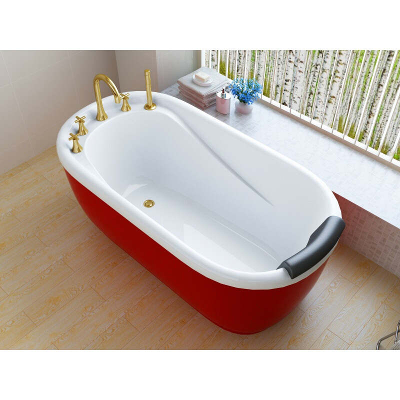 小户型多彩浴盆浴缸小型淋浴磨砂一体式热水普通欧式可配整体立式