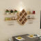 简约现代红酒架壁挂式酒杯架创意餐厅菱形酒柜墙上置物酒格装饰架 长1.2米柚木色