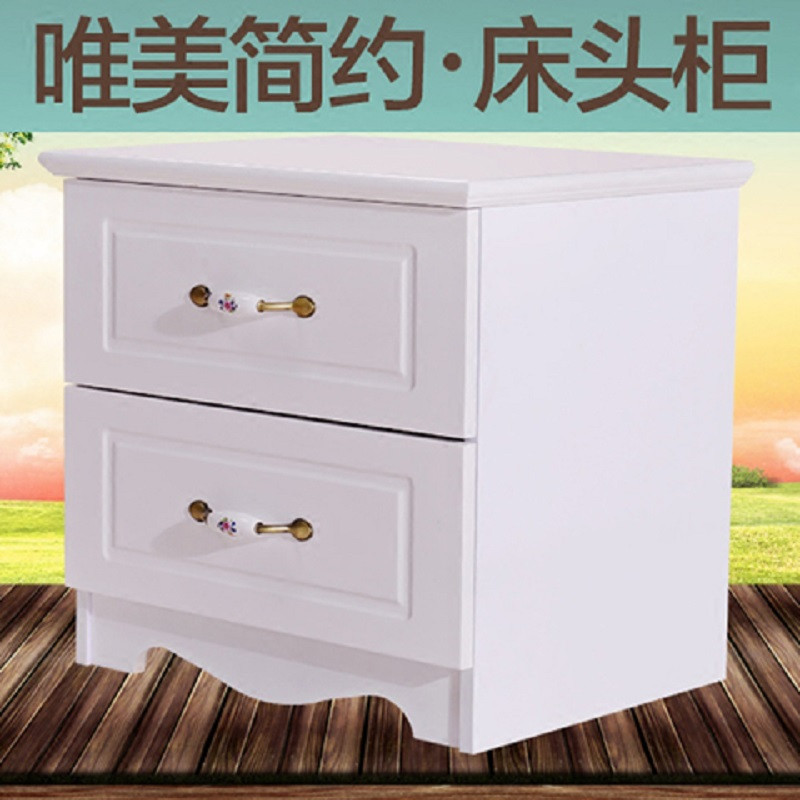 硕木居 简约现代床头柜实木柜 斗柜欧式烤漆柜白色储物收纳柜 白色