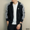 adidas男装2017秋季新款运动休闲户外跑步针织连帽茄克外套S98786 M 经典三条纹S98786=F