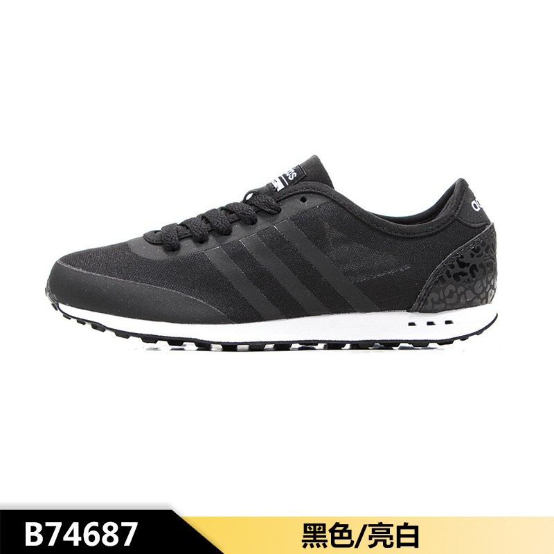 adidas阿迪达斯NEO2017夏季女子休闲运动跑步鞋B74687 1号黑色/1号黑色/亮白 36.5