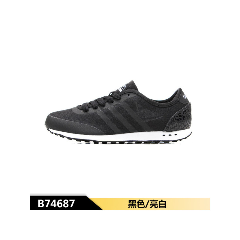 adidas阿迪达斯NEO2017夏季女子休闲运动跑步鞋B74687 38.5 1号黑色/1号黑色/亮白