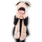 贝迪牛秋冬学生韩版套装可爱帽子围巾手套三件套儿童熊猫保暖围脖 1岁-8岁 粉色熊猫帽子围巾手套一体