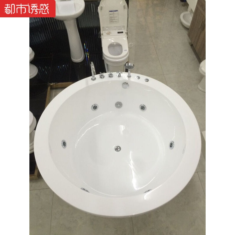 圆形嵌入式浴缸双人冲浪按摩恒温浴缸亚克力独立式浴盆1.2米-2米（嵌入式）五件套冲浪按摩配 ≈1.2m （嵌入式）空缸配置