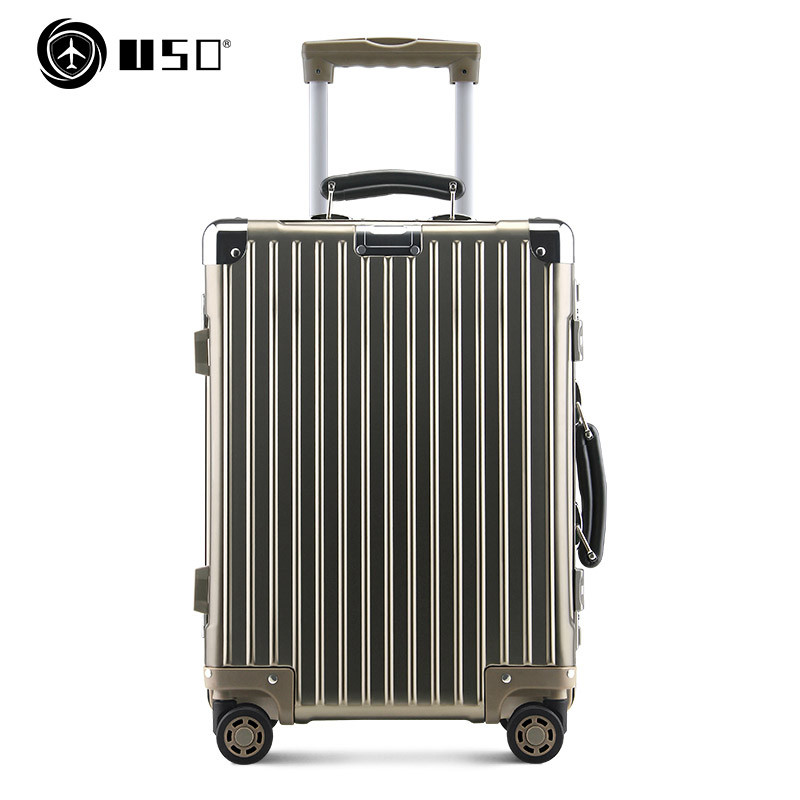 USO新品铝镁合金拉杆箱铝框旅行箱金属行李箱23寸万向轮密码箱M860 钛金 23寸
