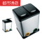 环保分类桶双桶6L30L48L60L脚踏不锈钢垃圾桶家用厨房单位大号z 30L双桶(缓降静音)