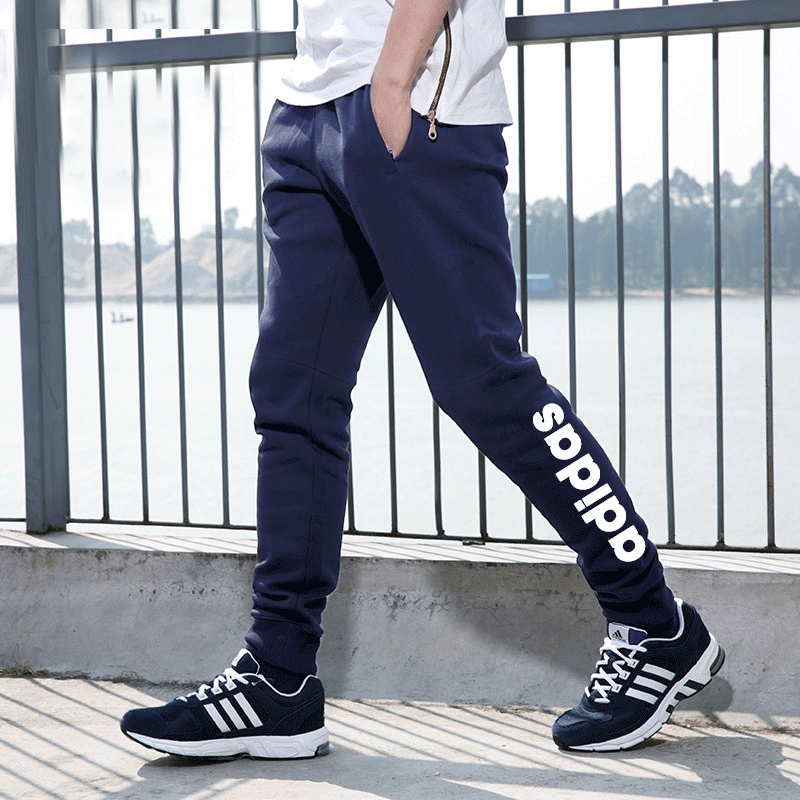 阿迪达斯adidas男裤冬季针织保暖收口小脚裤休闲长裤-BP8742 M BQ9089