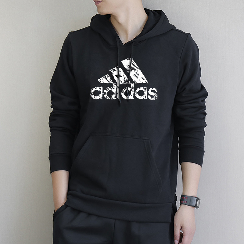 阿迪达斯正品2018春季新款男运动休闲套头卫衣帽衫 adiHG1-BW XL(成人）