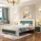 卡米蒂 双人床 现代简约主卧全实木床1.5m米经济型1.2米单人床松木床 1.8*2白绿色+送椰棕床垫