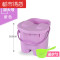 加厚加高洗脚桶养生桶泡脚桶按摩保温带提手塑料足浴盆家用 加大号紫色(送盖子)·送水勺