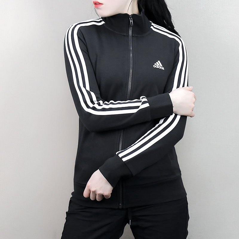 阿迪达斯女装秋冬新款运动休闲舒适透气立领夹克外套-S97427 L S97427