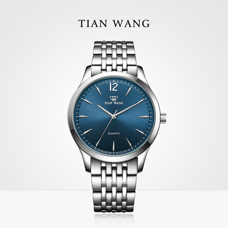 天王表(TIANWANG)手表 钢带石英男表休闲情侣表时尚男表GS3993 棕色