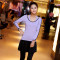 春夏瑜伽服女跑步服运动套装宽松三件套女速干背心裙裤健身服_3 S 浅紫色裙裤三件套