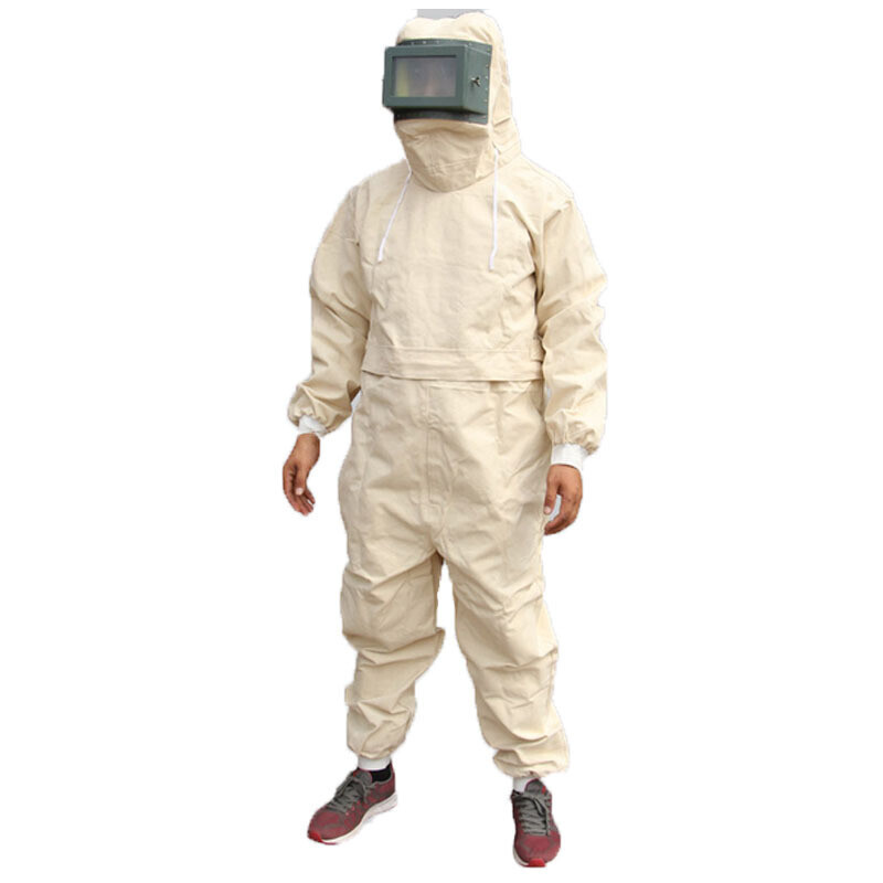 劳保服帆布打砂衣喷漆服防护喷砂服喷砂帽连体式喷砂衣工作防护劳保服kh_1 默认颜色
