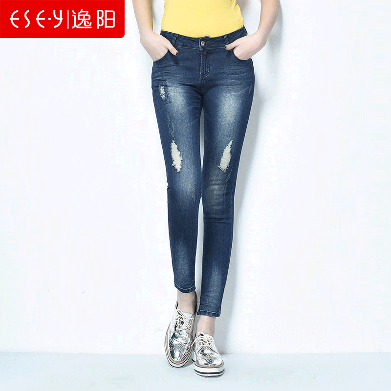 逸阳春季牛仔长裤_1 深蓝色 26/7