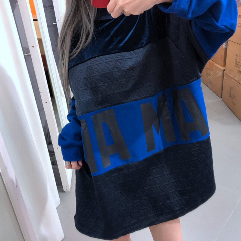 Adidas阿迪达斯三叶草女装卫衣2017冬季新款运动休闲舒适套头衫BR0296 黑/蓝 S