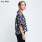 Aline/阿莱2017秋专柜同款碎花上衣女宽松蝴蝶袖休闲T恤AGC3019 XXL 粉花