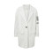 美特斯邦威西服女春秋装中长款休闲竖条纹单粒扣都市西装外套韩245554 165/88A 白色组
