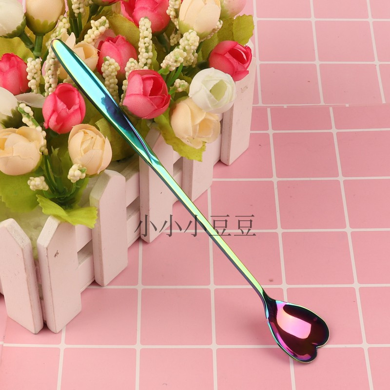 洋子（YangZi）史莱姆搅拌勺樱花史莱姆搅拌勺搅拌棒搅拌工具_1 长柄心形镭射勺1个