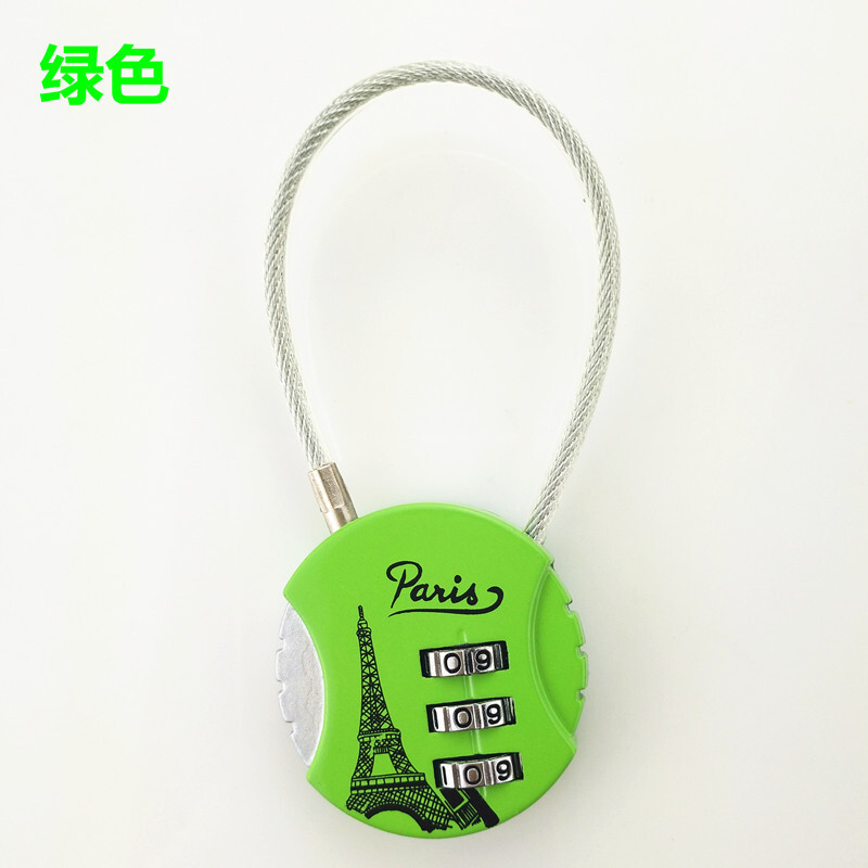 洋子（YangZi）金属钢丝绳密码小挂锁箱包锁创意卡通迷你小锁时尚箱包密码锁503_1 绿色