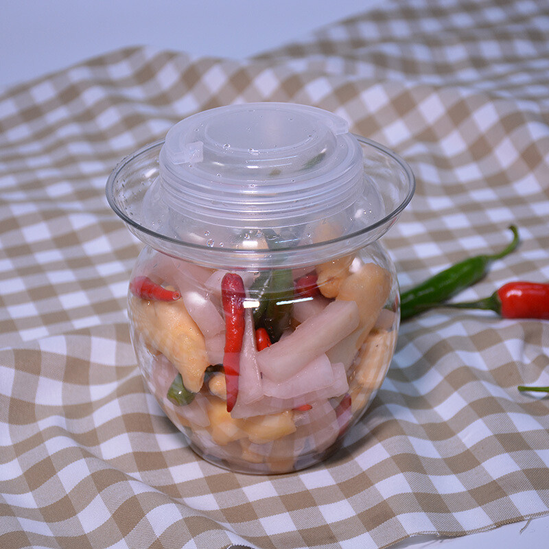 洋子（YangZi）泡菜坛子可上水塑料坛子密封储物罐多种型号 1L腐乳瓶白盖