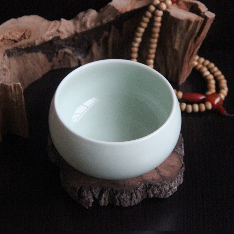 洋子（YangZi）纯黑素食碗钵僧人饭碗咖啡色黄色钵盂釉下彩青瓷陶瓷碗 梅子青小碗