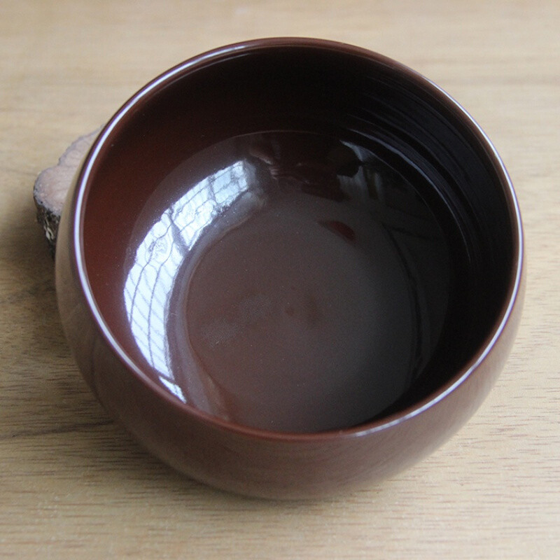 洋子（YangZi）纯黑素食碗钵僧人饭碗咖啡色黄色钵盂釉下彩青瓷陶瓷碗 咖啡色小瑕疵买大送小