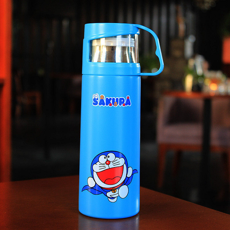 洋子（YangZi）可爱保温杯不锈钢便携真空男女士学生儿童卡通水壶创意带盖茶水杯 叮当小号350ML裸杯