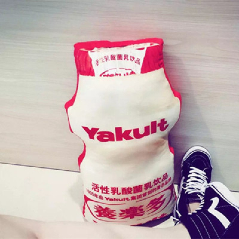 创意仿真食物零食薯片汽车办公室折叠靠枕靠垫抱枕空调被子两用_13 两用空调被(1*1.5米) 乳白色养乐多60乘40厘米