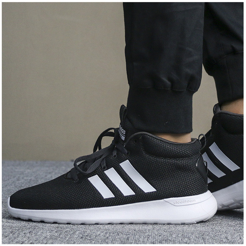 阿迪达斯NEO男鞋2018新款轻便系带运动鞋透气黑白休闲鞋-BB9935 1号黑色/亮白/石墨黑 42