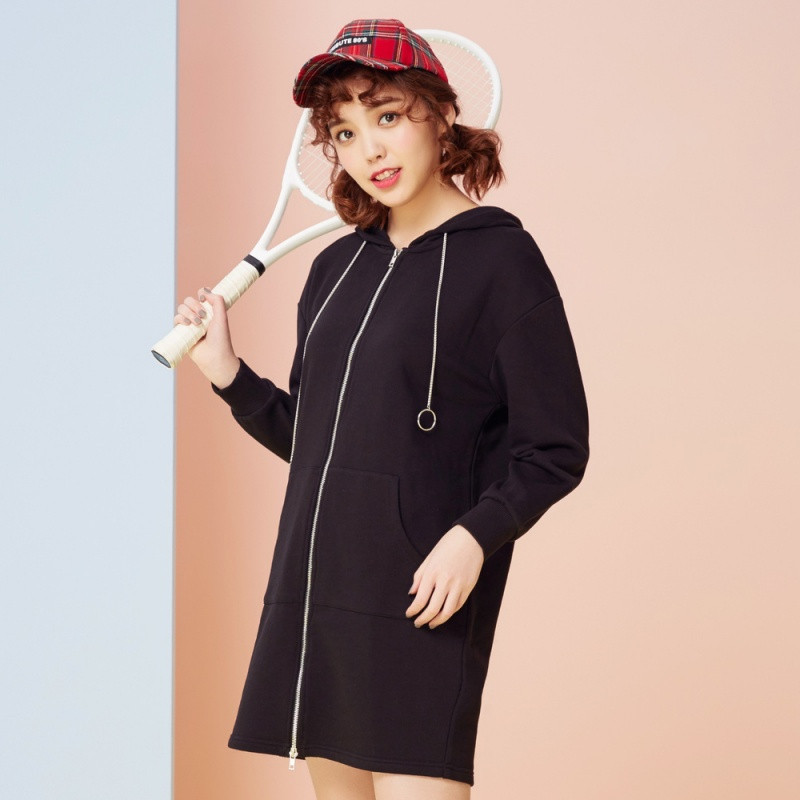 美特斯邦威开衫卫衣女中长款2018春装新款外套女显瘦百搭学生潮60348611257_1 165/88A 黑色