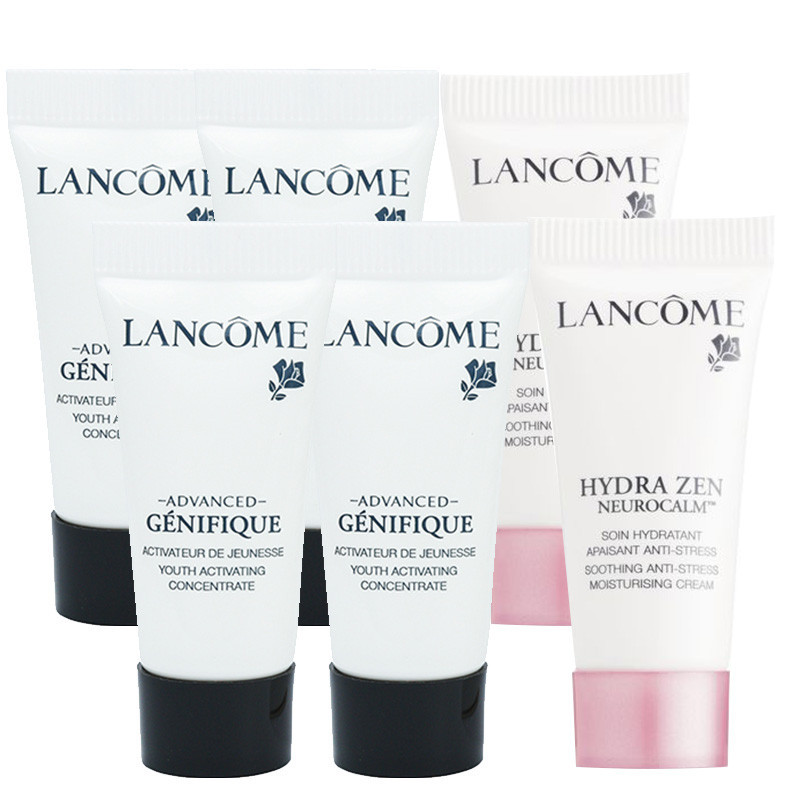 兰蔻(lancome)专柜旅行装小样6件套 小黑瓶精华肌底液5ml×4 水份缘