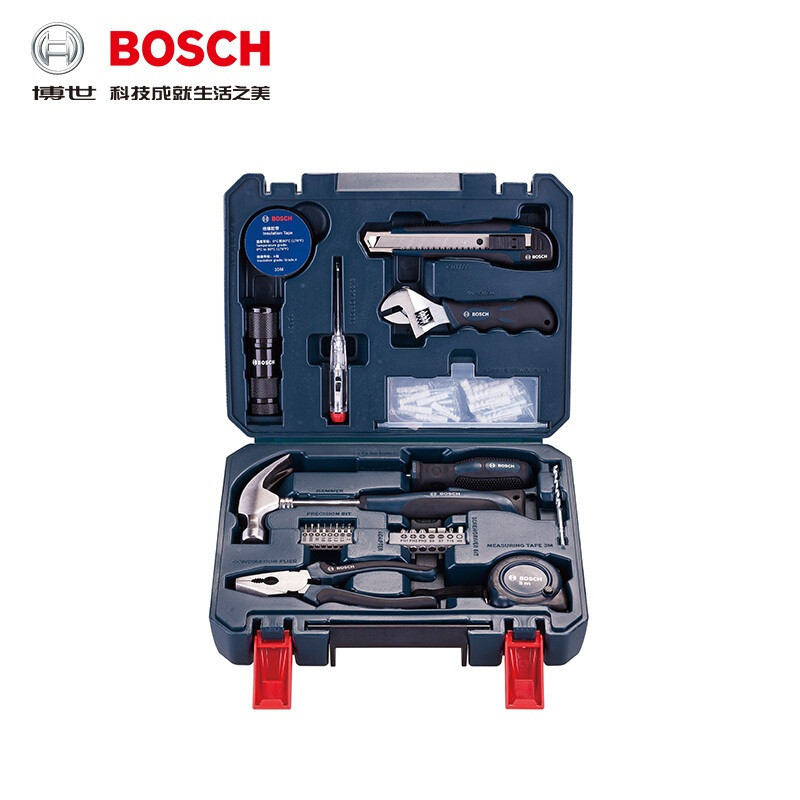 【苏宁自营】博世（BOSCH）家用套装 多功能手动工具五金工具箱66件套