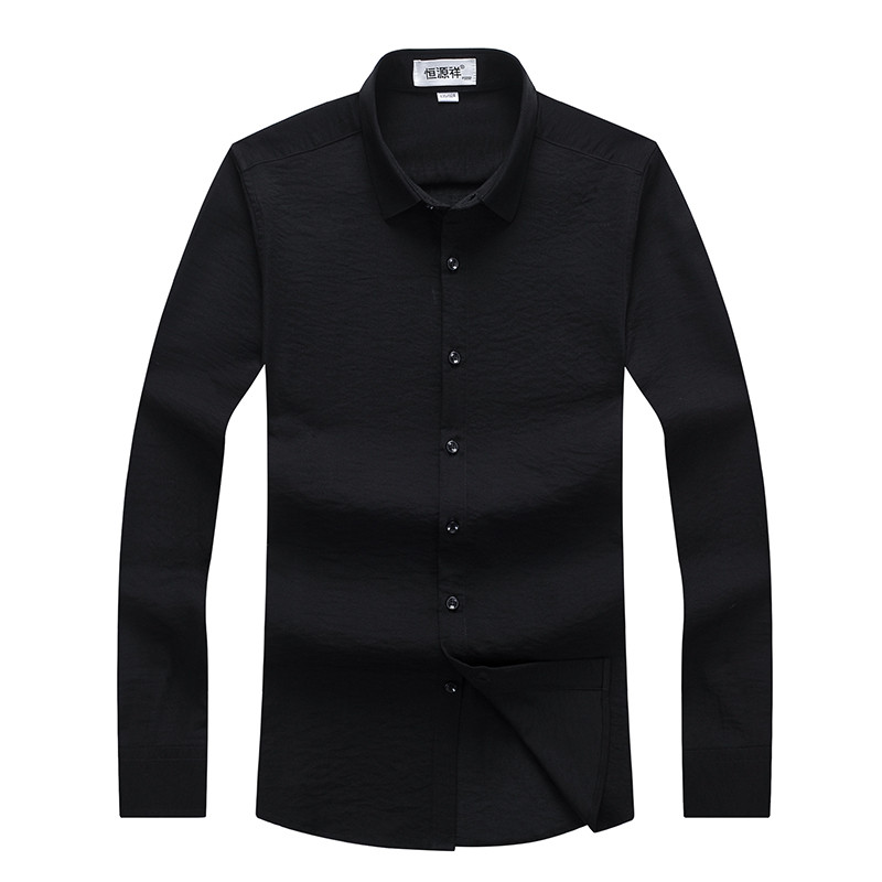 恒源祥男士长袖衬衫-TMC288 185/3XL 黑色