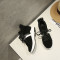 品点新款春秋季韩版时尚运动鞋黑白拼色厚底增高鞋 黑色 37码