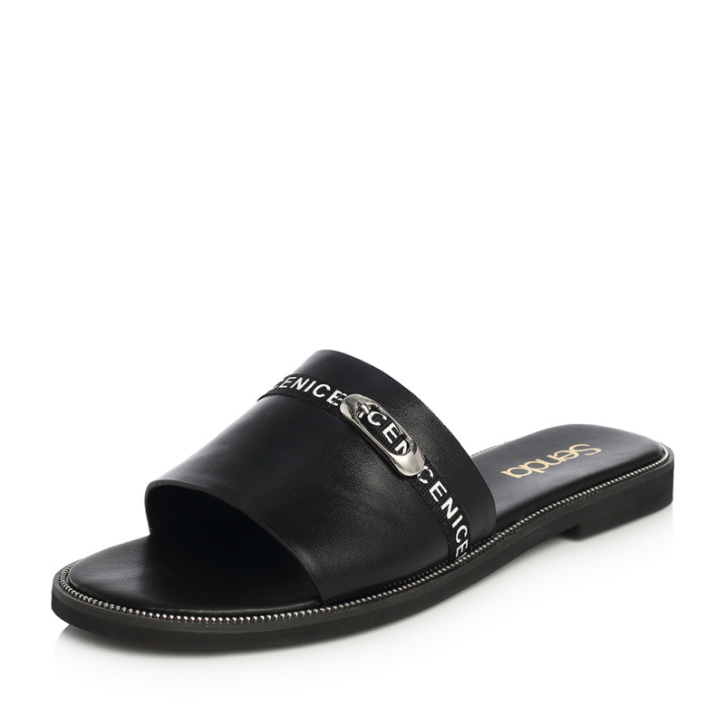 Senda/森达2018夏季新款专柜同款潮流舒适平底女凉拖鞋4DB01BT8 黑色 37码